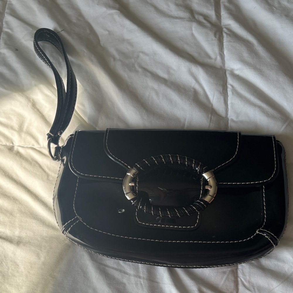 Ann Taylor Black Patent Leather Wristlet